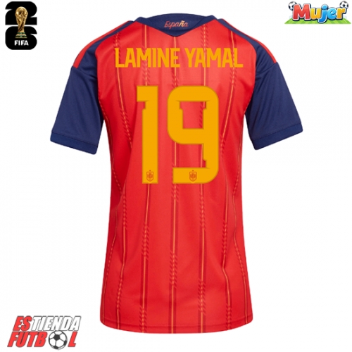 España Lamine Yamal #19 Primera Equipación Mujer Mundial 2026 Manga Corta